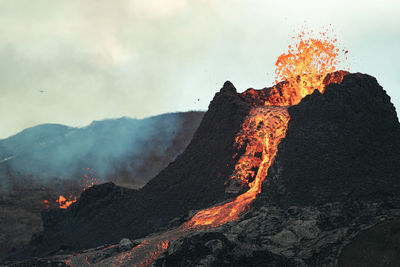 Panoramic view of volcanic mountain