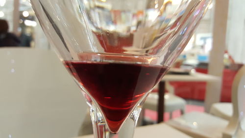 Close-up of beer in glass on table