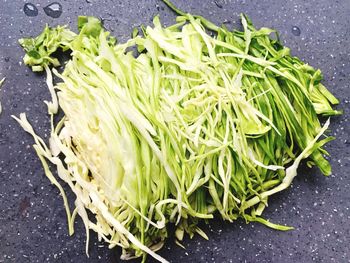 High angle view of chopped vegetables in container