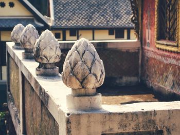 Stone bud on a temple in luang prabang, laos