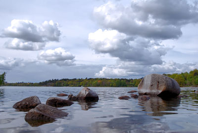 Scenic view of lake against sky