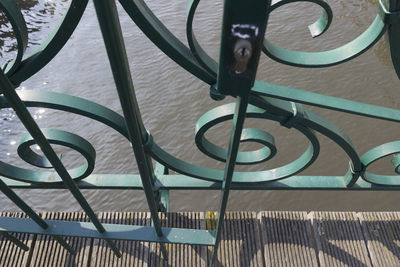 Water seen through railing