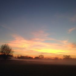 Scenic view of landscape against sky at sunset