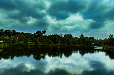 Scenic view of lake against sky