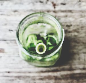 Close-up of glass of jar on table