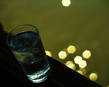 Close-up of beer glass on table