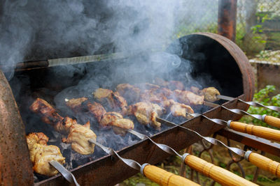 Scenic view of barbecue grill