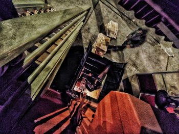 High angle view of playing piano on table