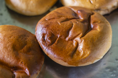 High angle view of bread on table