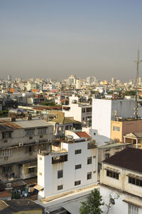 High angle view of townscape against sky