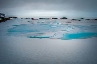 Scenic view of sea against cloudy sky