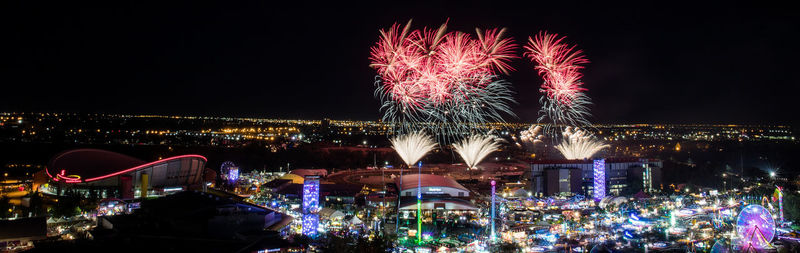 Firework display at night