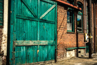 Closed door of house