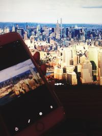 Close-up of cityscape against sky