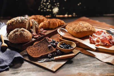 Close-up of breakfast on table