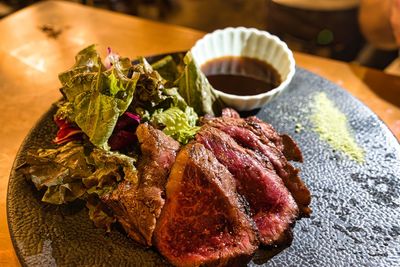 Close-up of food on table