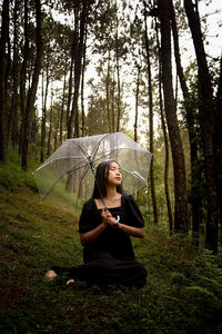 Beauty woman in the aesthetic forest