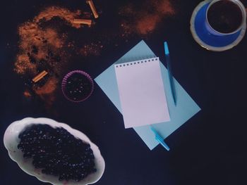 Directly above shot of coffee cup on table