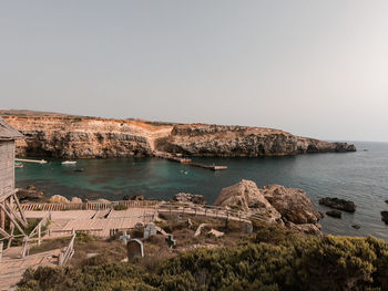 Scenic view of sea against clear sky