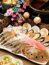 High angle view of food on table