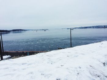 Scenic view of snow covered landscape against sky