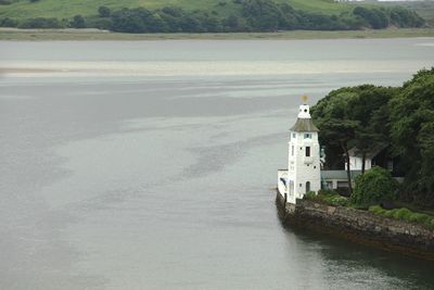 High angle view of beach by sea