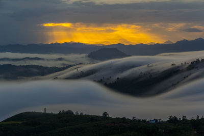 Scenic view of landscape against sky during sunset