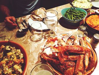 High angle view of food on table