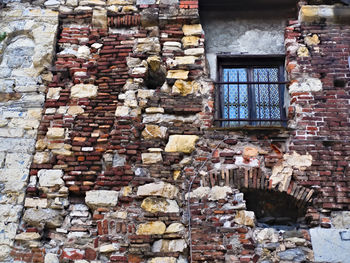 Brick wall of old building