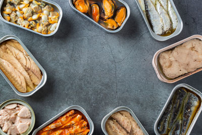 High angle view of food on table