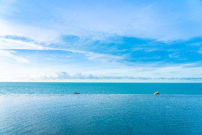 Scenic view of sea against blue sky