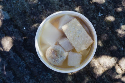 High angle view of coffee cup