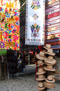 Multi colored chairs on table