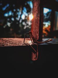 Close-up of eyeglasses on sunglasses