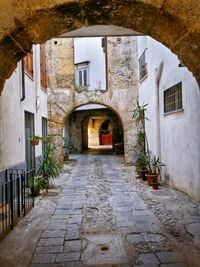 Narrow walkway in old building