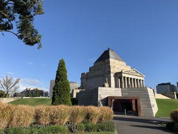 View of building against clear blue sky