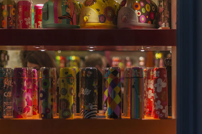 Close-up of various displayed for sale in store