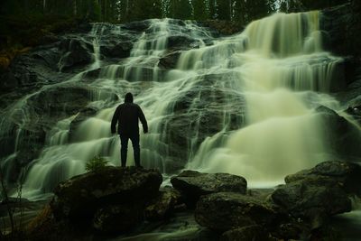 Scenic view of waterfall in forest