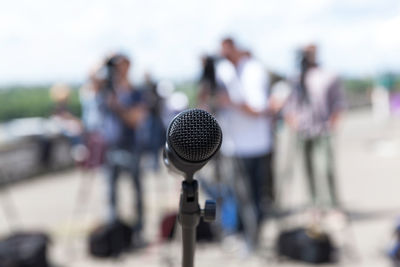 Close-up of microphone at event