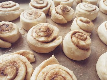 High angle view of cookies