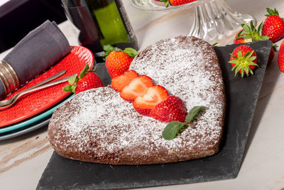 Close-up of dessert in plate on table