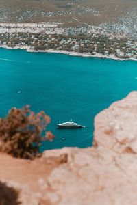 Scenic view of sea against blue sky