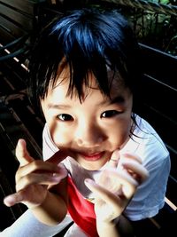 Close-up portrait of smiling boy