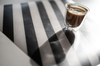 High angle view of drink on table