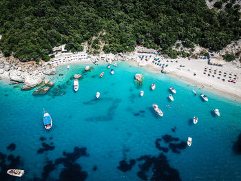 High angle view of people on beach