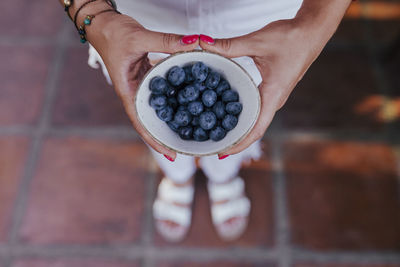 Midsection of person holding apple