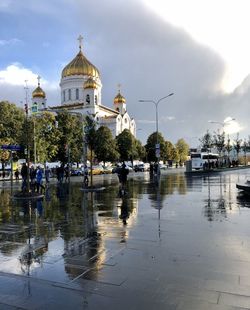 Group of people in front of building