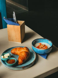 High angle view of food on table