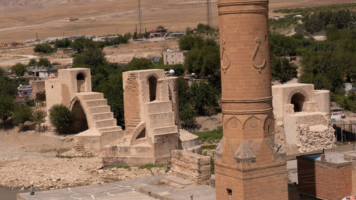 High angle view of old ruins