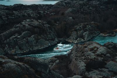 Scenic view of sea and rock formation